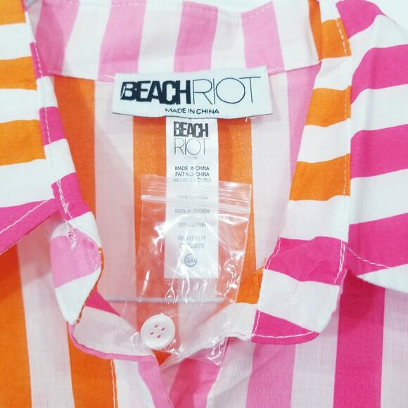 Beach Riot Alexa Sunset Stripes Collared Blouse Swim Cover - Picture 7 of 9